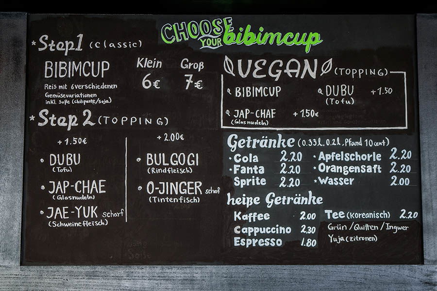 Menu Bibimcup Düsseldorf