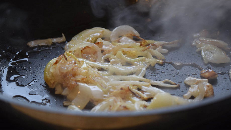Fry the onions with some oil